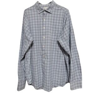 Peter Millar Men's Long Sleeve Blue Plaid Shirt XL